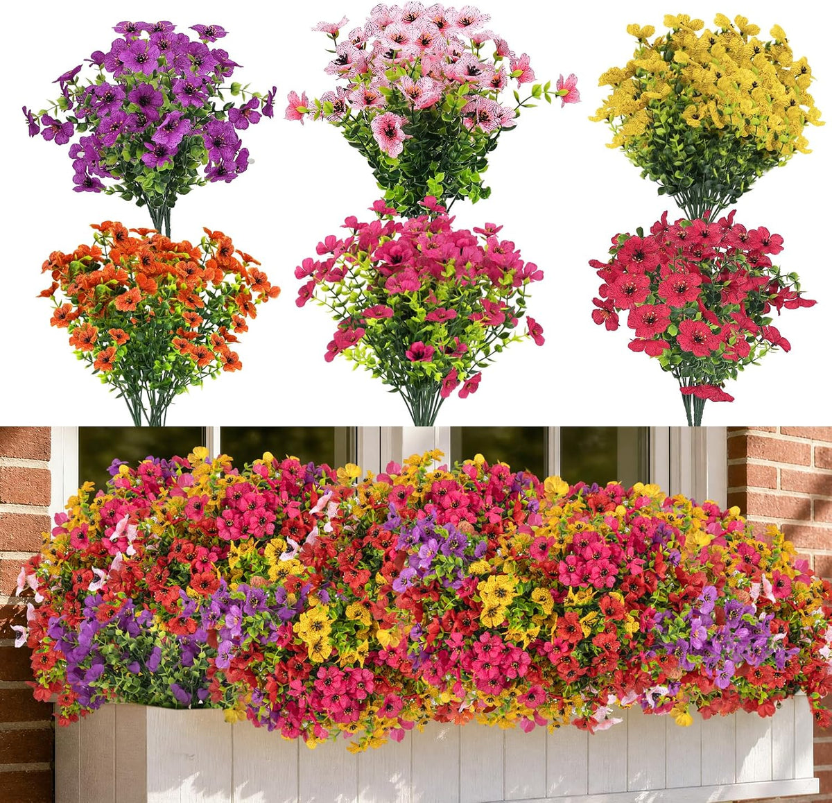 Cleangor 24 Pcs Artificial Daisy Flowers for Outdoors (6 Color) — product image 1