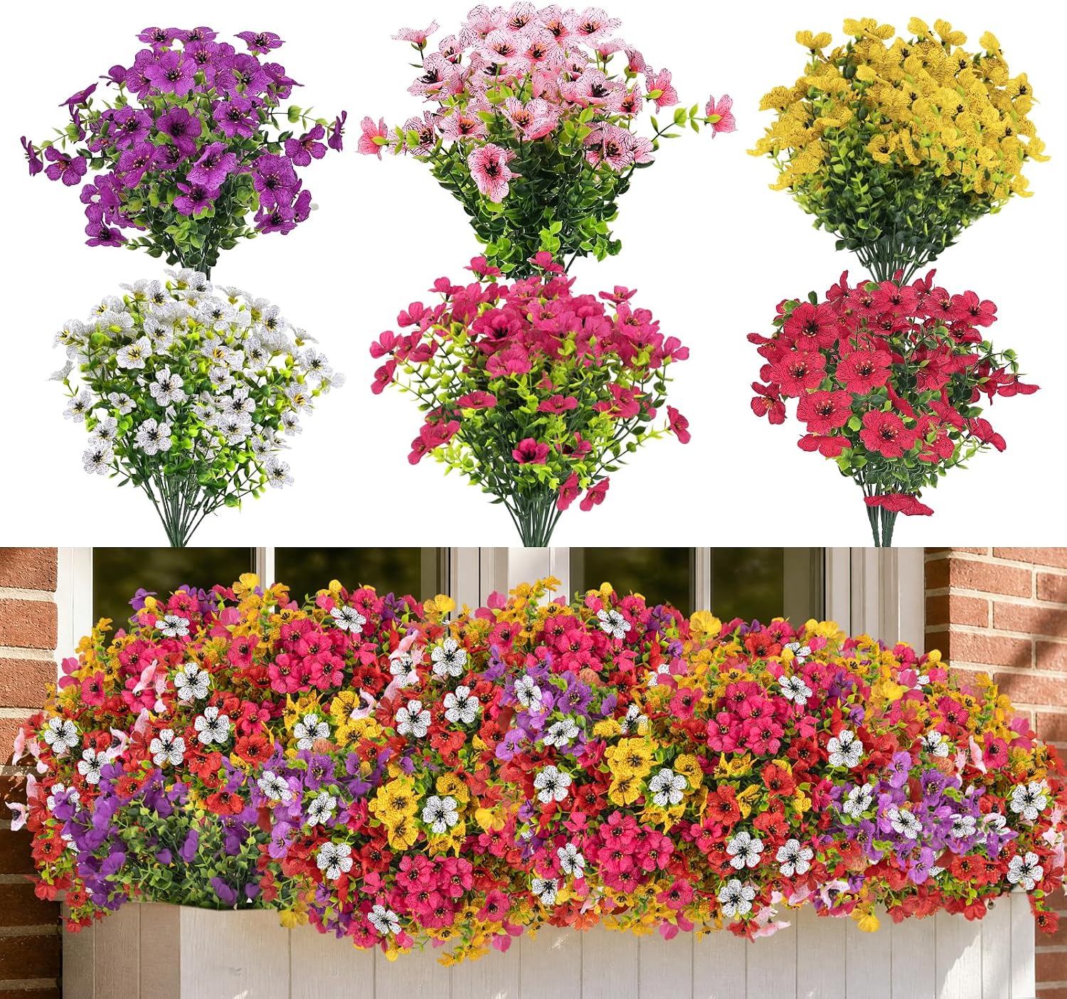 Cleangor 12 Pcs Artificial Flowers for Outdoors (6 Color) — product image 1