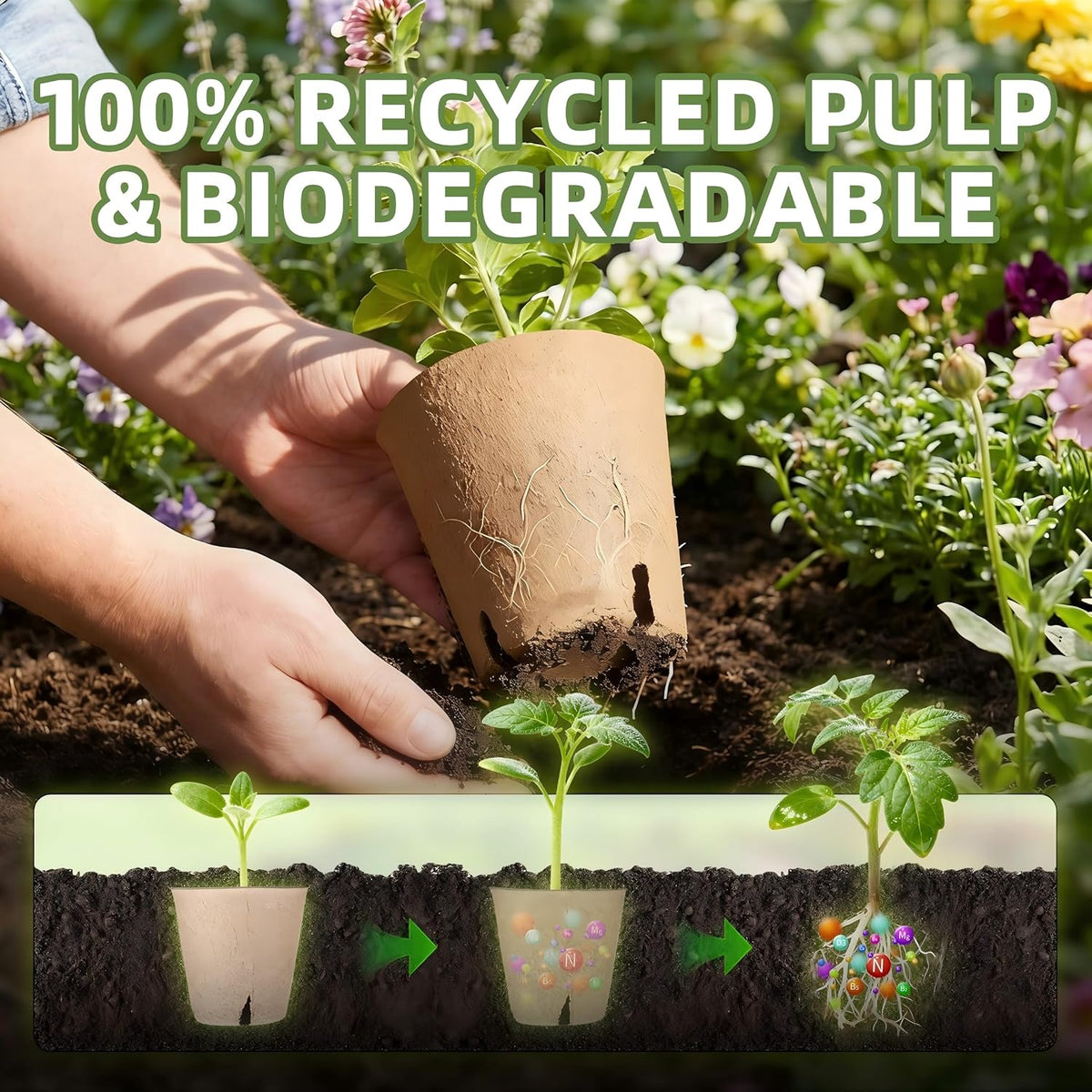 Cleangor 70Pcs Biodegradable 3.15” Peat Pots with 70Pcs Plant Labels — product image 5