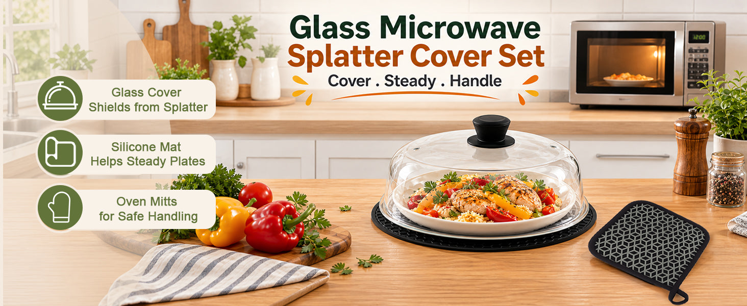 Glass Microwave Splatter Cover Set